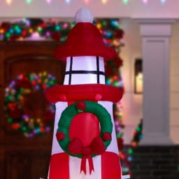 Home Accents Holiday 7.5 ft. Inflatable Lighthouse Scene with Starfish and Lobster Christmas Decoration thumbnail 4