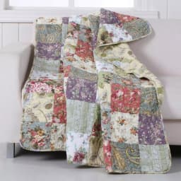Greenland Home Fashions Blooming Prairie Multi Color Quilted Cotton Throw, Floral Patchwork Design thumbnail 1