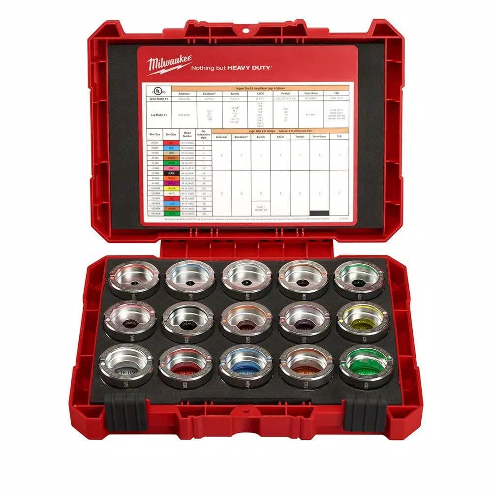 Milwaukee M18 FORCE LOGIC 600 MCM Copper U-Style Die Kit, #8 - 600 MCM
