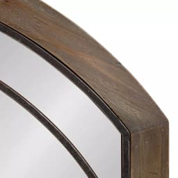 Kate and Laurel Haldron Rustic Brown Wood Arch Mirror with Iron Fretwork, 36 x 24 in. thumbnail 3