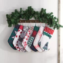 Country Living Christmas Carol 17.5 in. Navy and Green Plaid Microfiber Christmas Stocking with Star Applique thumbnail 2