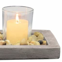 Stonebriar Collection 5 in. Cement Votive Candle Holder Set with Tray and Pebbles thumbnail 2