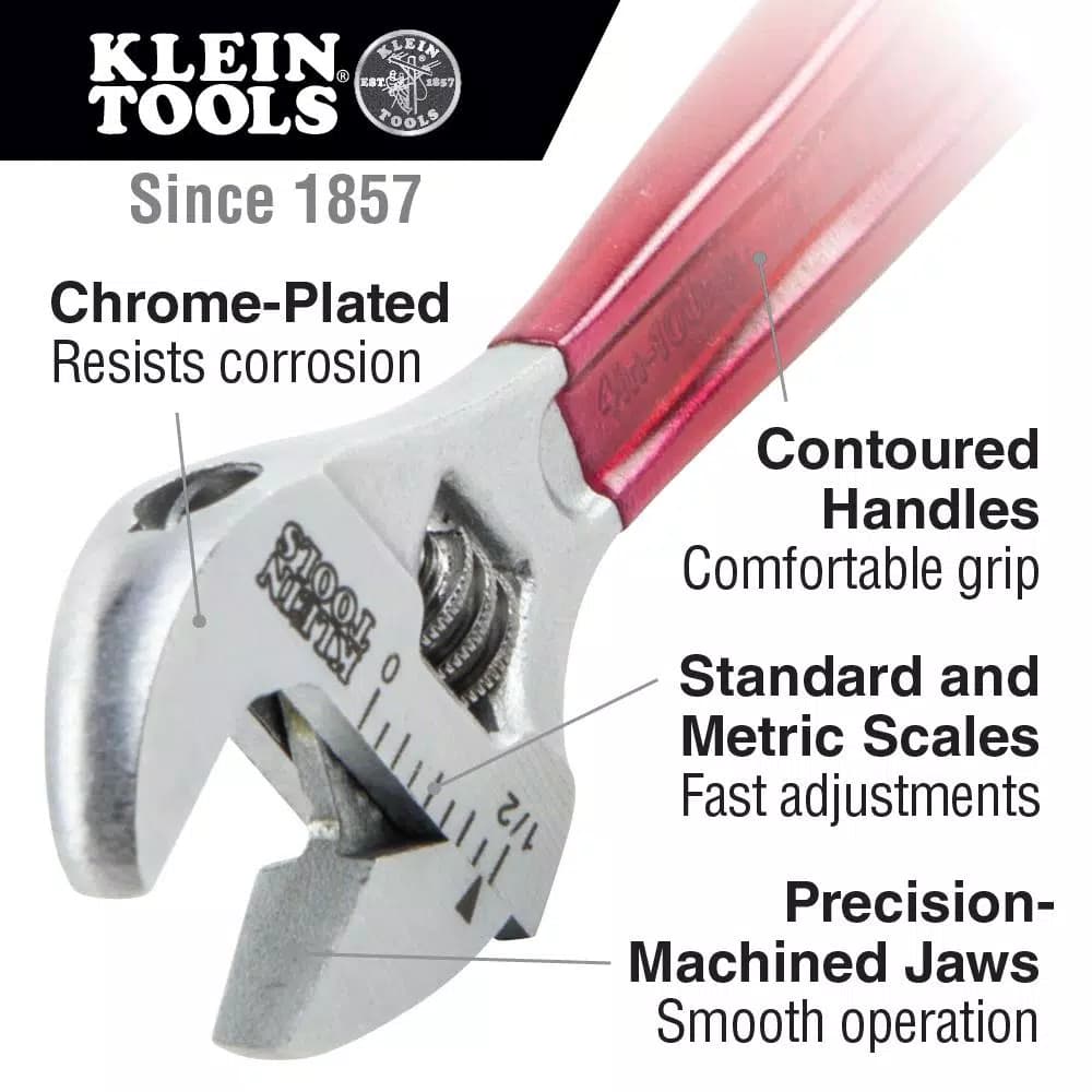 Klein Tools 6 in. Extra Capacity Adjustable Wrench, Chrome Finish