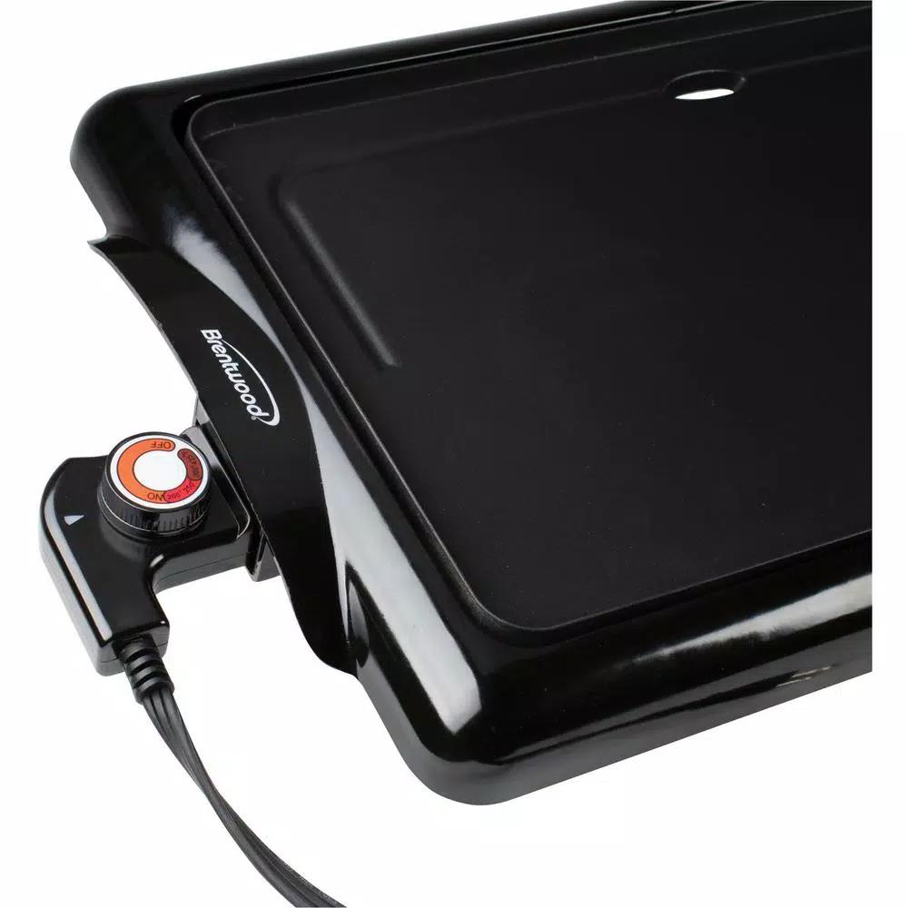 Brentwood Appliances 1400W Nonstick Electric Griddle with Warming Drawer, 200 sq. in., Black
