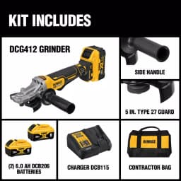 DEWALT 20V MAX XR 5 in. Brushless Cordless Small Angle Grinder Kit with (2) 6.0 Ah Batteries thumbnail 2