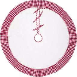 VHC Brands 48 in. Red Emmie Farmhouse Christmas Tree Skirt - Hand-Quilted Cotton with Ruffled Check Trim thumbnail 1