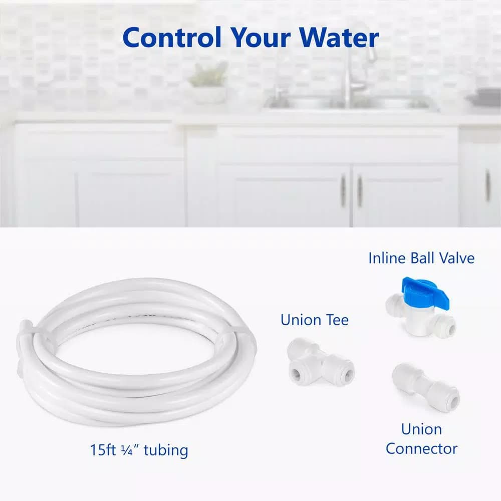Express Water Refrigerator Connection Kit for Reverse Osmosis Systems, 15 ft. Tubing & Fittings