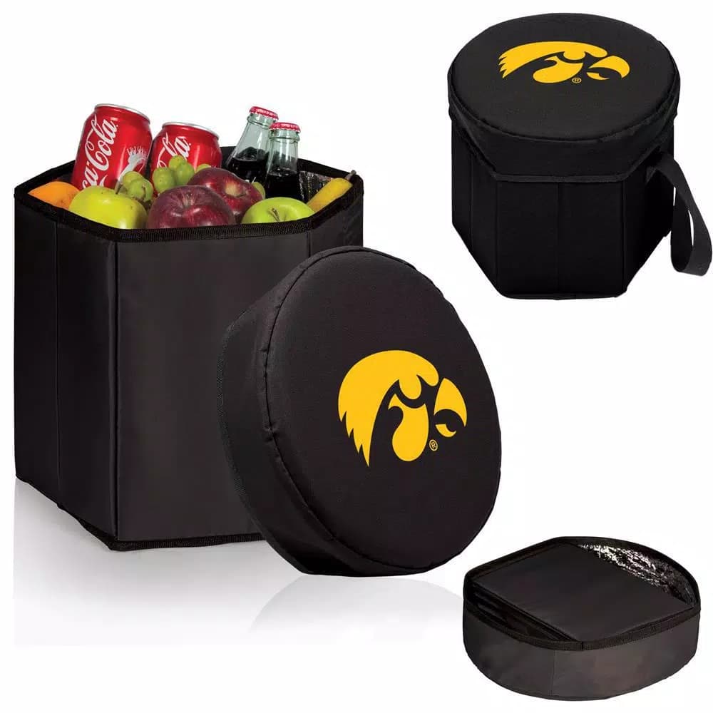 Picnic Time Lowa Hawkeyes Black Bongo 12 Qt. Collapsible Soft-Side Cooler
