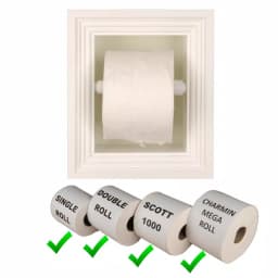 Unbranded Newton Recessed Toilet Paper Holder, 3-Roll Melbourne Frame, Solid Pine, White thumbnail 2