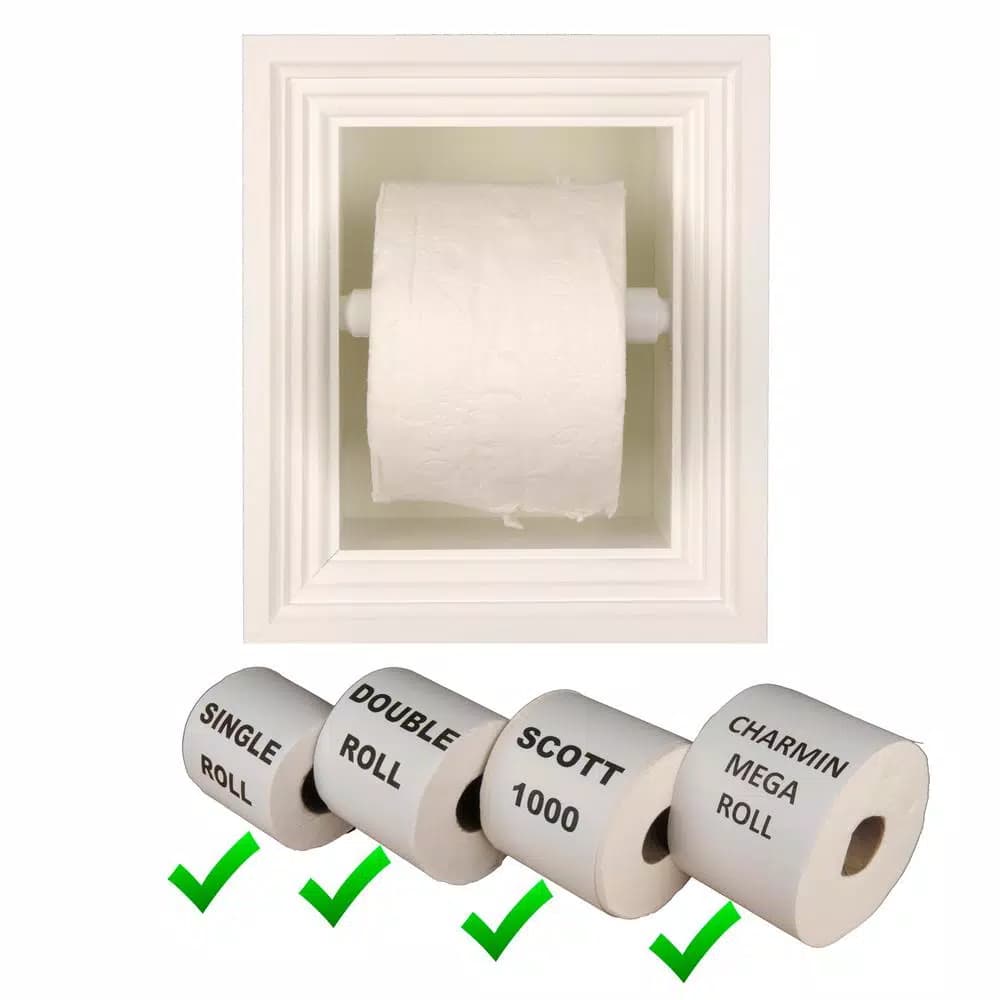 Unbranded Newton Recessed Toilet Paper Holder, 3-Roll Melbourne Frame, Solid Pine, White