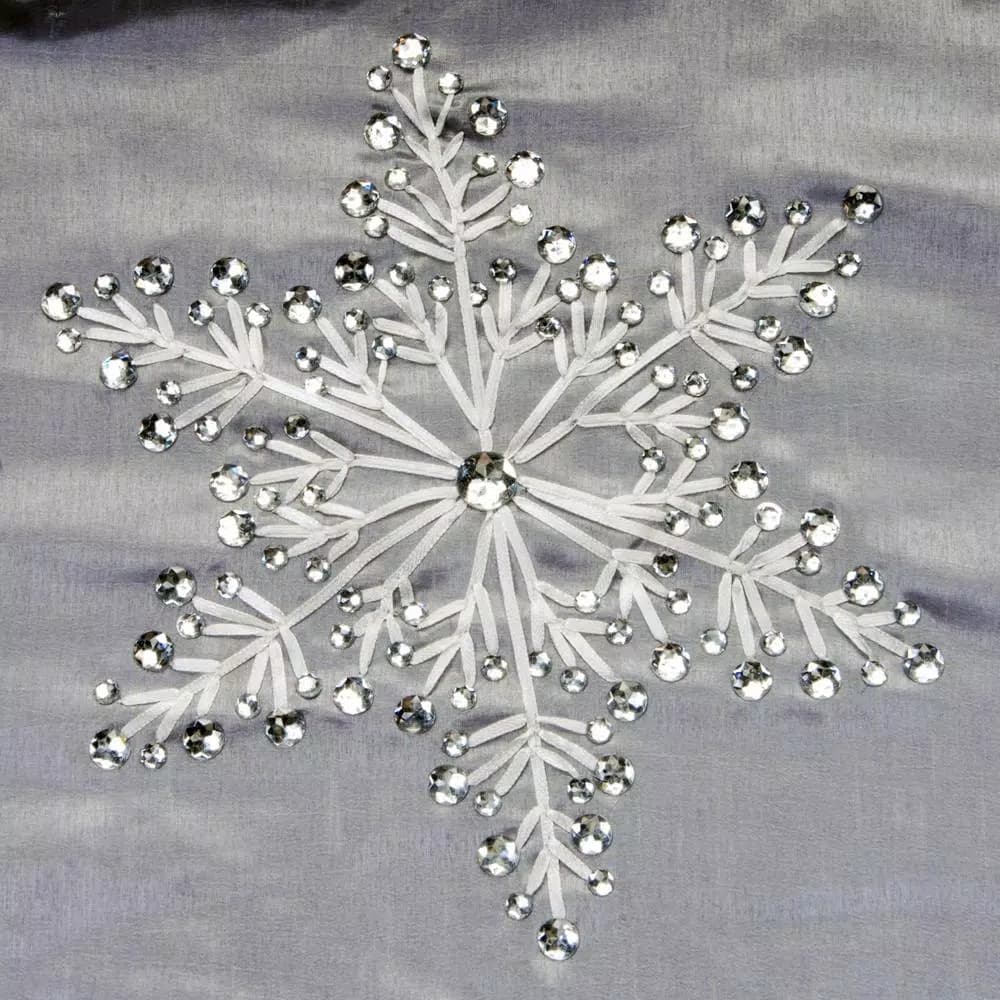National Tree Company 42 in. Snowflake Design Christmas Tree Skirt with Embroidered Motifs