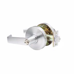 Taco DL-LHV Grade 1 Commercial Cylindrical Entry Lever, Clutch Function, Brushed Chrome thumbnail 1