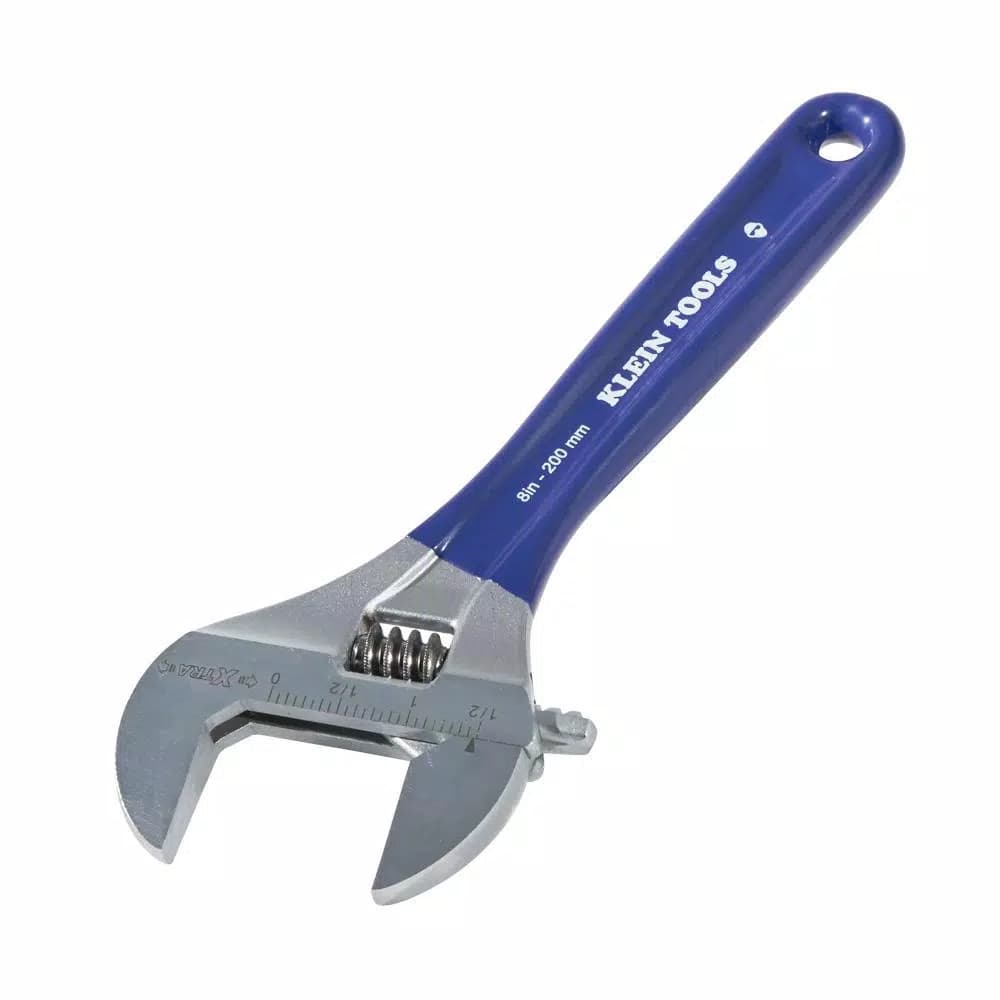 Klein Tools 8 in. Extra Wide Jaw Adjustable Wrench, 1-1/2 in. Capacity