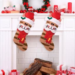 Glitzhome 22 in. 3D Cat Hooked Christmas Stockings, 2-Pack thumbnail 6