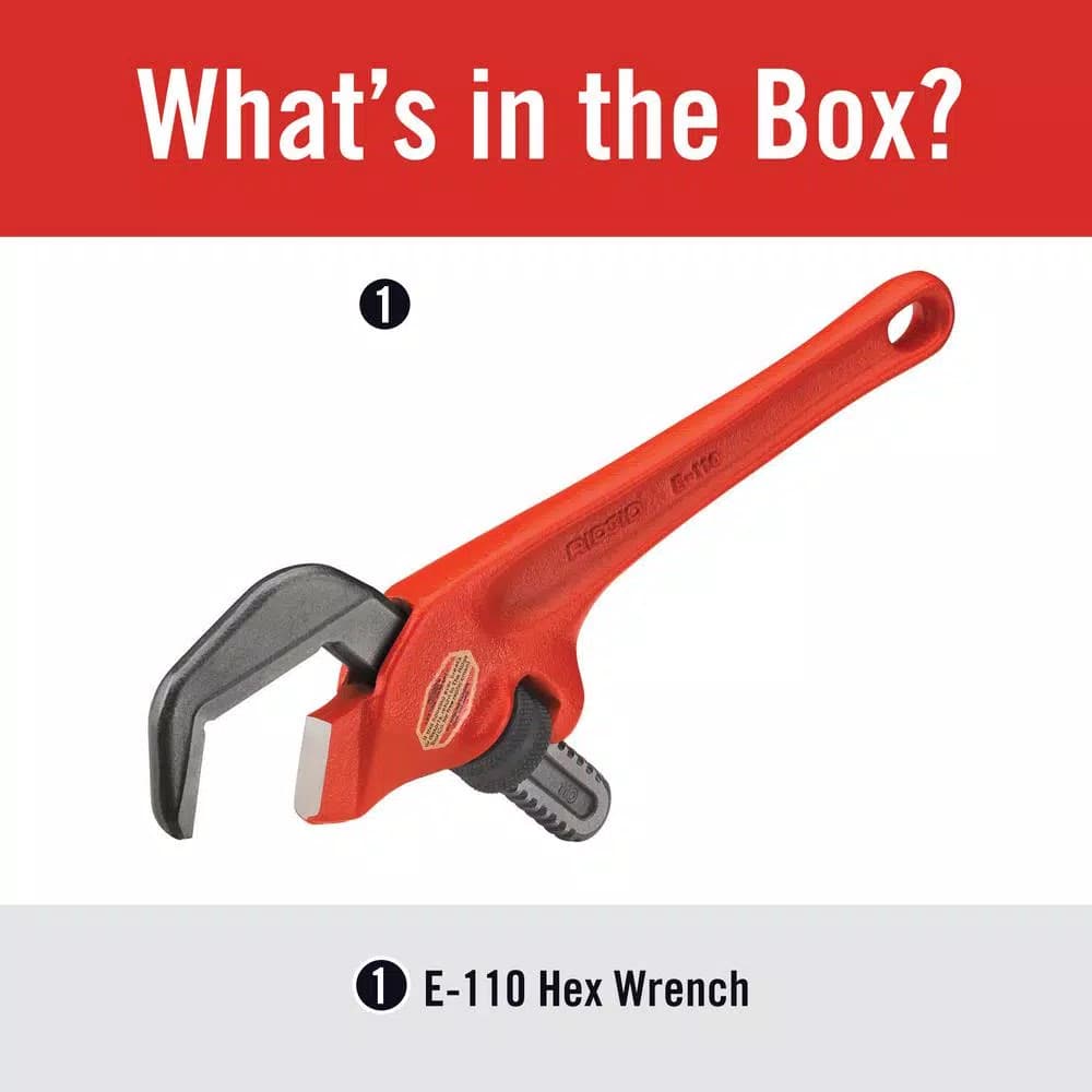 RIDGID E-110 Hex Pipe Wrench, 1-1/8 in. to 2-5/8 in. Capacity
