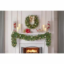 Home Accents Holiday 9 ft. St. Germain Pre-Lit Mixed Pine LED Christmas Garland with Ornaments & Pine Cones thumbnail 4