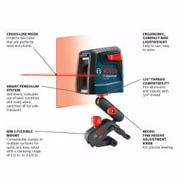 Bosch GLL 30 S Self-Leveling Cross-Line Laser Level Kit with MM 2 Mounting Device thumbnail 2