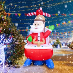 JOYDECOR 6 ft. Santa Claus on Helicopter Christmas Inflatable with Built-in LED Lights thumbnail 5