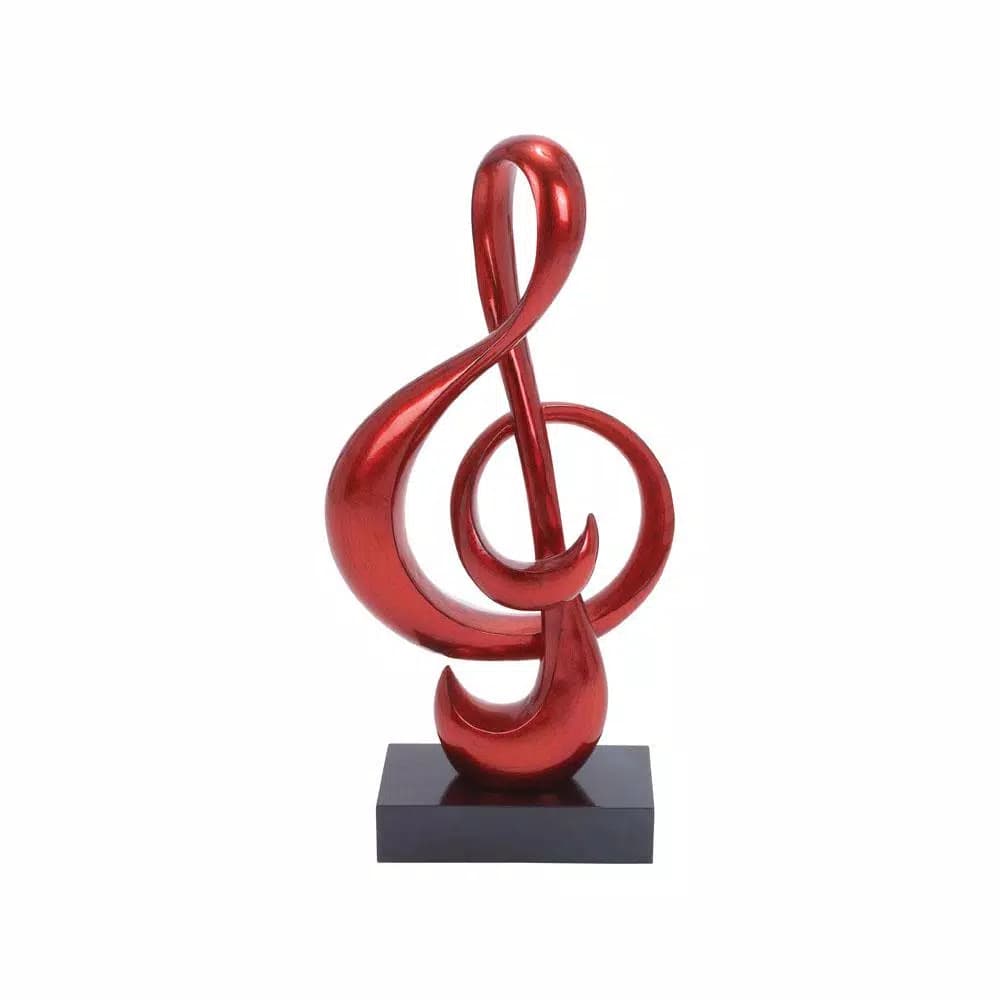 LITTON LANE Abstract Red Treble Clef Musical Symbol Sculpture - Polystone & Fiberglass Statuary