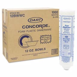 DART Concorde 10 oz. White Foam Bowls, Non-Laminated, 1000 Count thumbnail 3