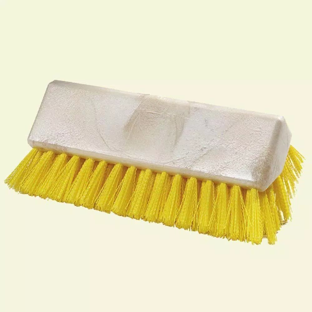 Carlisle Hi-Lo 10 in. Yellow Polypropylene Scrub Brush, Bi-Level Bristles (12-Pack)