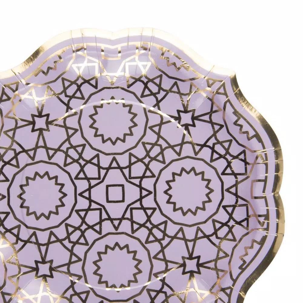 Sugar Plum Party SugarPlum Collection Boho Lavender and Gold Octagon Paper Salad Plates, 16-Piece Set
