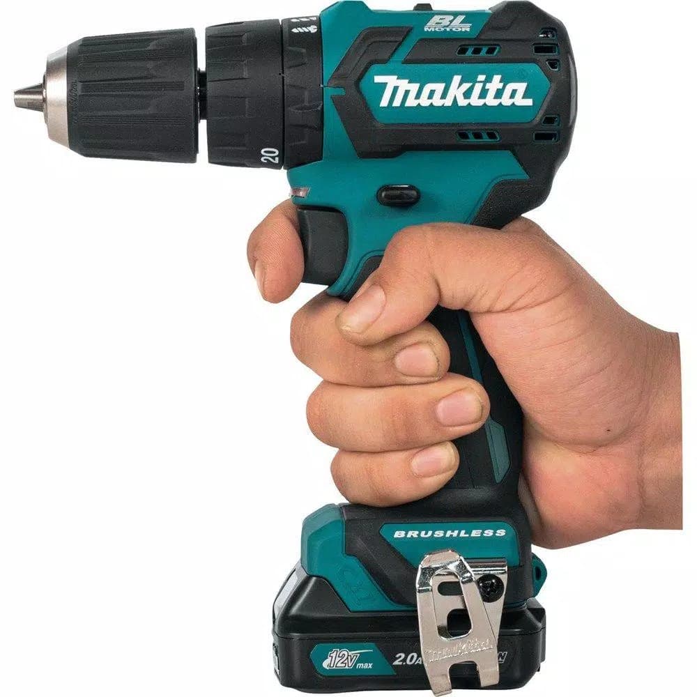 Makita 12V Max CXT Brushless 3/8 in. Cordless Hammer Driver-Drill Kit w/ (2) 2Ah Batteries, Charger & Case