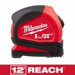 Milwaukee 26 ft. Compact Tape Measure with Nylon Blade Protection thumbnail 1