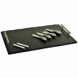 Unbranded Sardo Natural Slate Cheese Board Set with 4 Stainless Steel Tools and Soapstone Chalk thumbnail 1