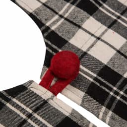 Glitzhome 48 in. Black and White Plaid Fabric Christmas Tree Skirt with Red Trim thumbnail 3