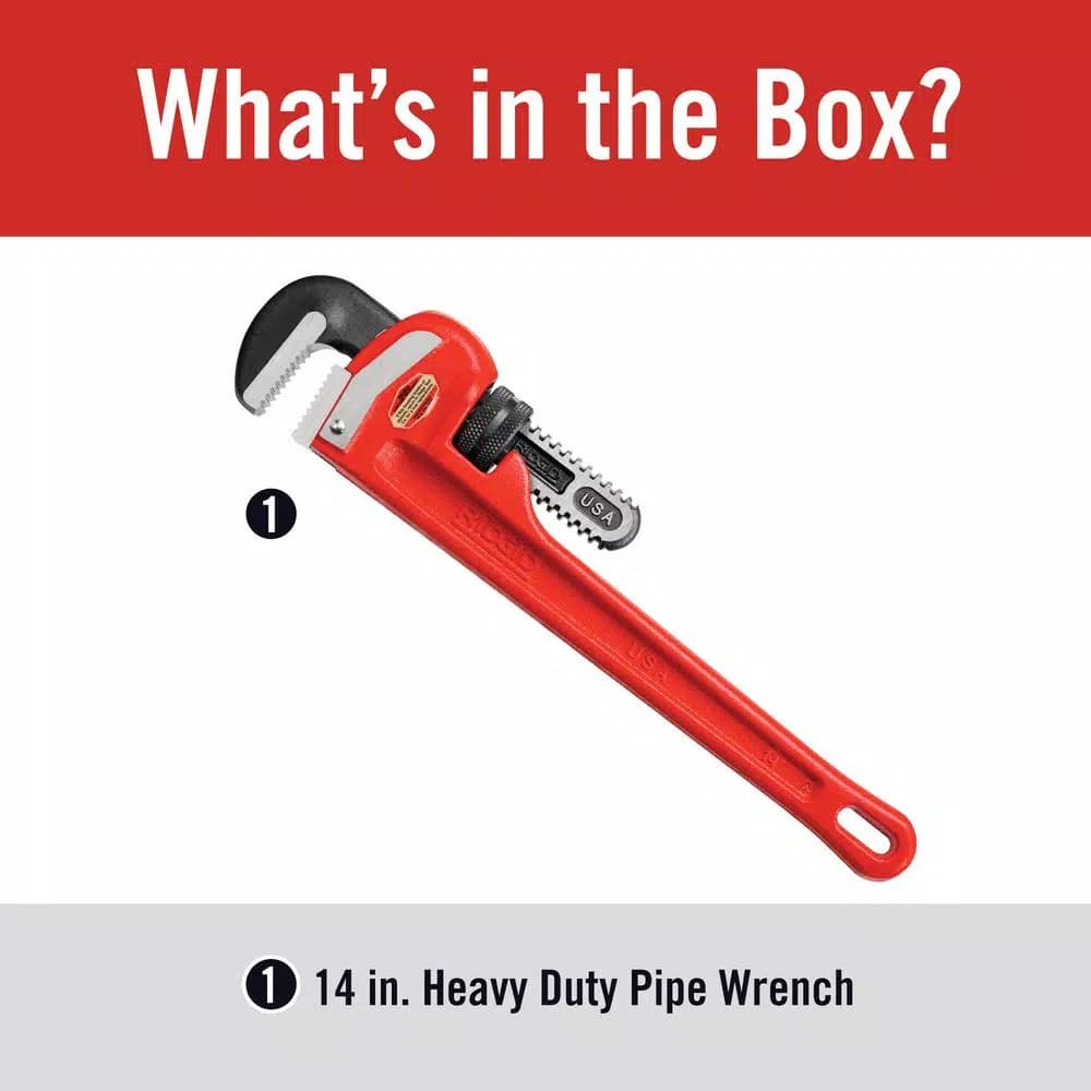 RIDGID 14 in. Heavy-Duty Straight Pipe Wrench, Ductile-Iron with I-Beam Handle