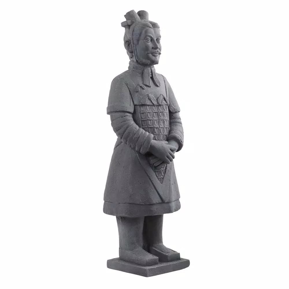 Nearly Natural 40 in. Classic Gray Stone Warrior Statue - Indoor/Outdoor Decorative Sculpture