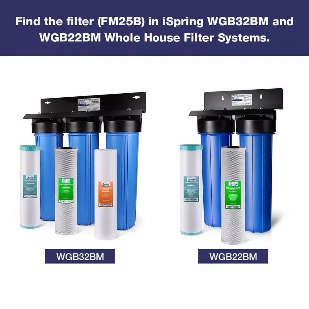 iSpring FM25B Big Blue Iron and Manganese Reducing Replacement Water Filter, 4.5 x 20 in.