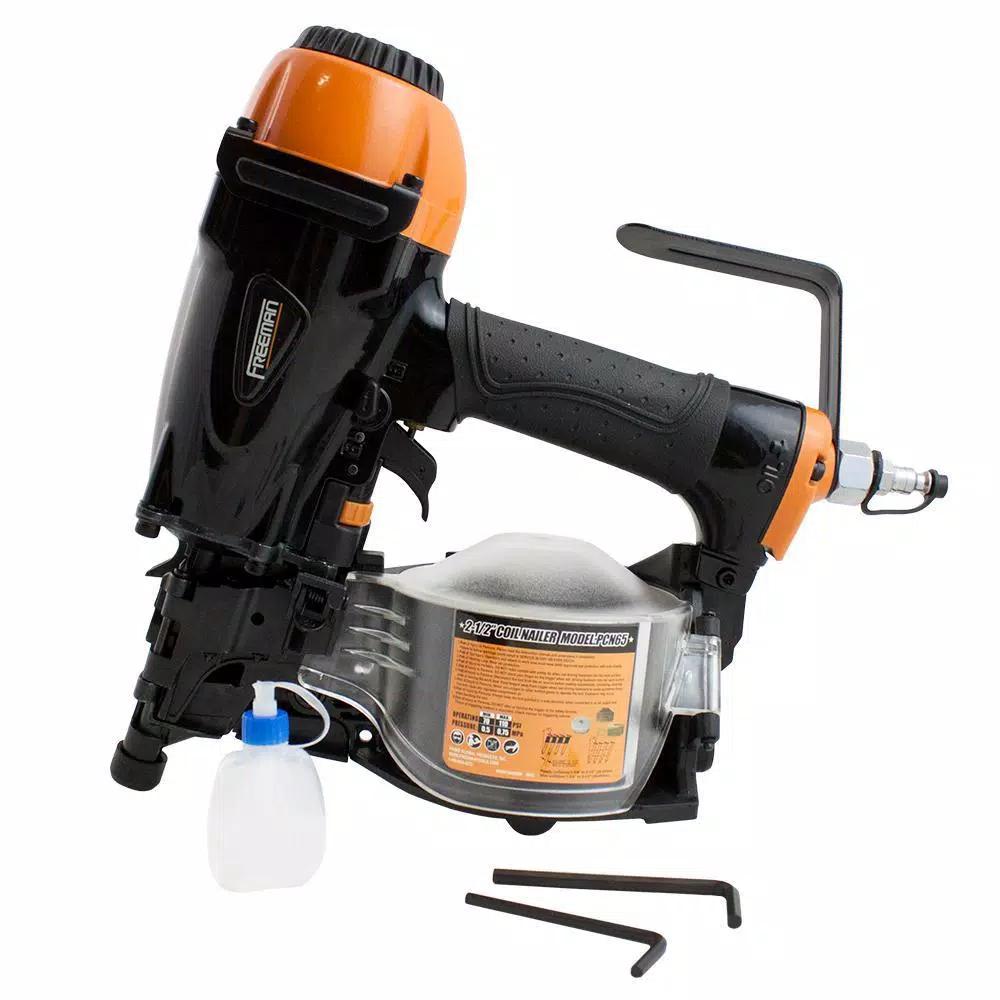 Freeman PCN65 Pneumatic 15° Coil Siding Nailer, 2-1/2 in. Max Fastener