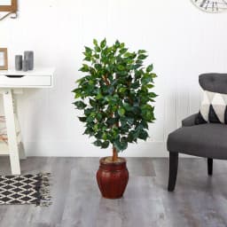 Nearly Natural 44 in. Artificial Ficus Tree with Decorative Wicker Planter thumbnail 4