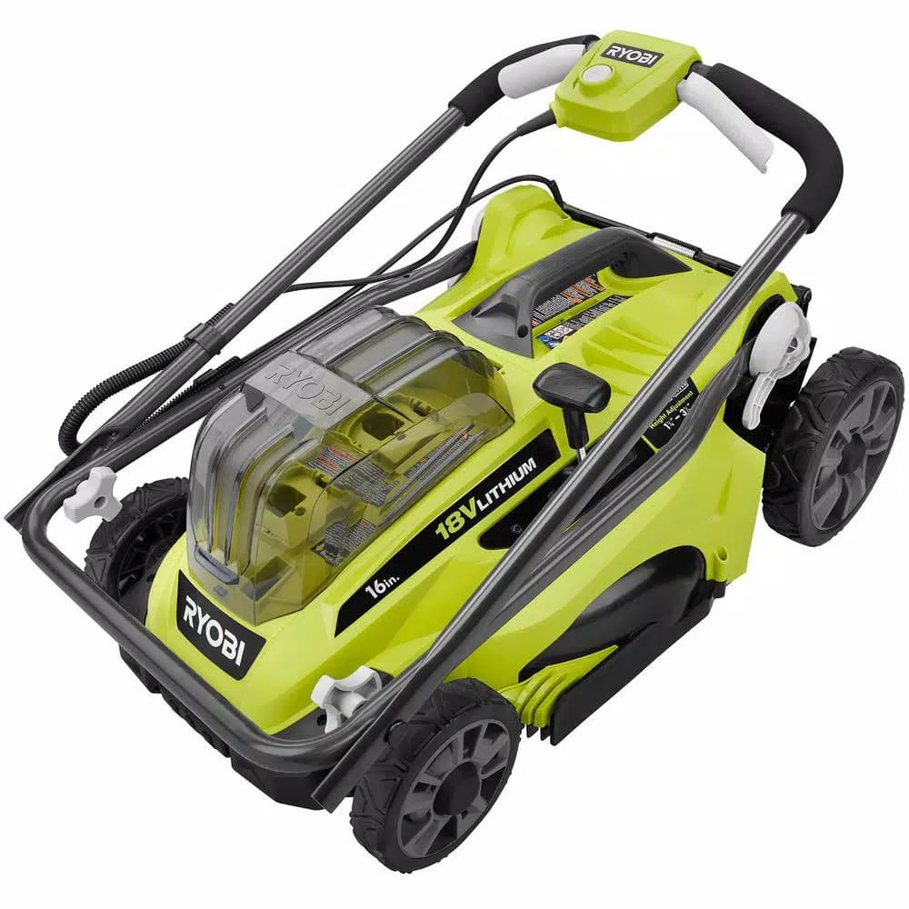 RYOBI ONE+ 18V Cordless 16 in. Walk Behind Push Lawn Mower with (2) 4.0 Ah Batteries and Charger Included