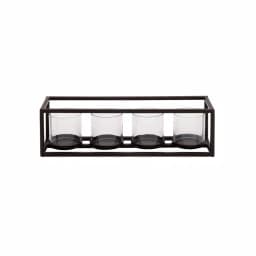 LITTON LANE 5 in. Black Iron and Clear Glass 4-Pedestal Rectangular Votive Candle Holder thumbnail 2