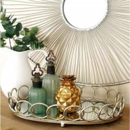 LITTON LANE Modern Reflections Silver Oval Mirror Ring Trays, Set of 2 thumbnail 1