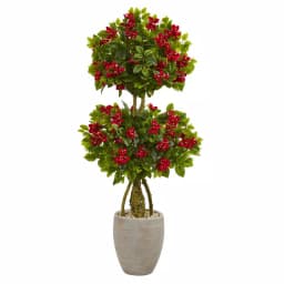 Nearly Natural 4.5 ft. Artificial Double Bougainvillea Topiary Tree with Oval Planter thumbnail 1