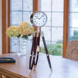 FirsTime 28 in. Tripod Pendulum Tabletop Analog Clock - Chrome and Espresso thumbnail 2