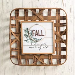 Glitzhome 24 in. Woven Tobacco Wicker Basket Wall Decor - Brown Bamboo thumbnail 3