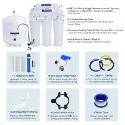 Olympia Water Systems 5-Stage Under-Sink Reverse Osmosis Water Filtration System with Chrome Coke Bottle Faucet, 50 GPD thumbnail 2