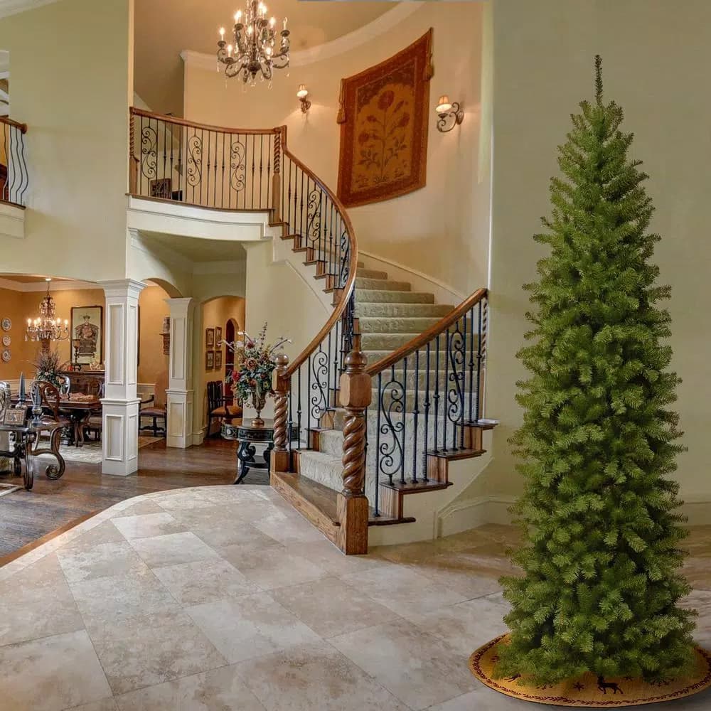 National Tree Company North Valley 9 ft. Spruce Pencil Slim Artificial Christmas Tree, Unlit, Green