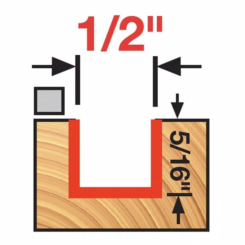 Diablo 1/2 in. x 5/16 in. Carbide Hinge Mortising Router Bit, 1/4 in. Shank