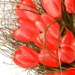 National Tree Company 24 in. Red Tulip Floral Wreath - Rustic Fabric Flower Wreath for Indoor and Covered Outdoor Decor thumbnail 2