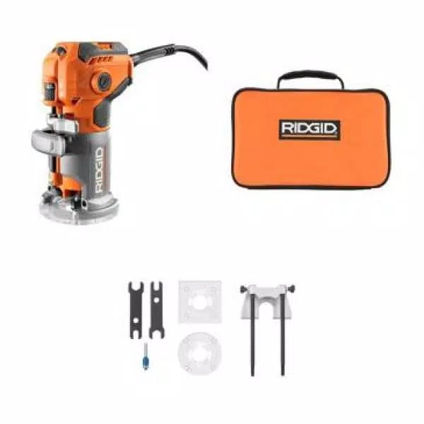 RIDGID 5.5 Amp 1-1/2 HP Compact Fixed-Base Corded Router with Variable Speed