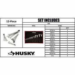 Husky Master SAE Reversible Ratcheting Wrench Set, 12-Piece, Chrome Finish thumbnail 9