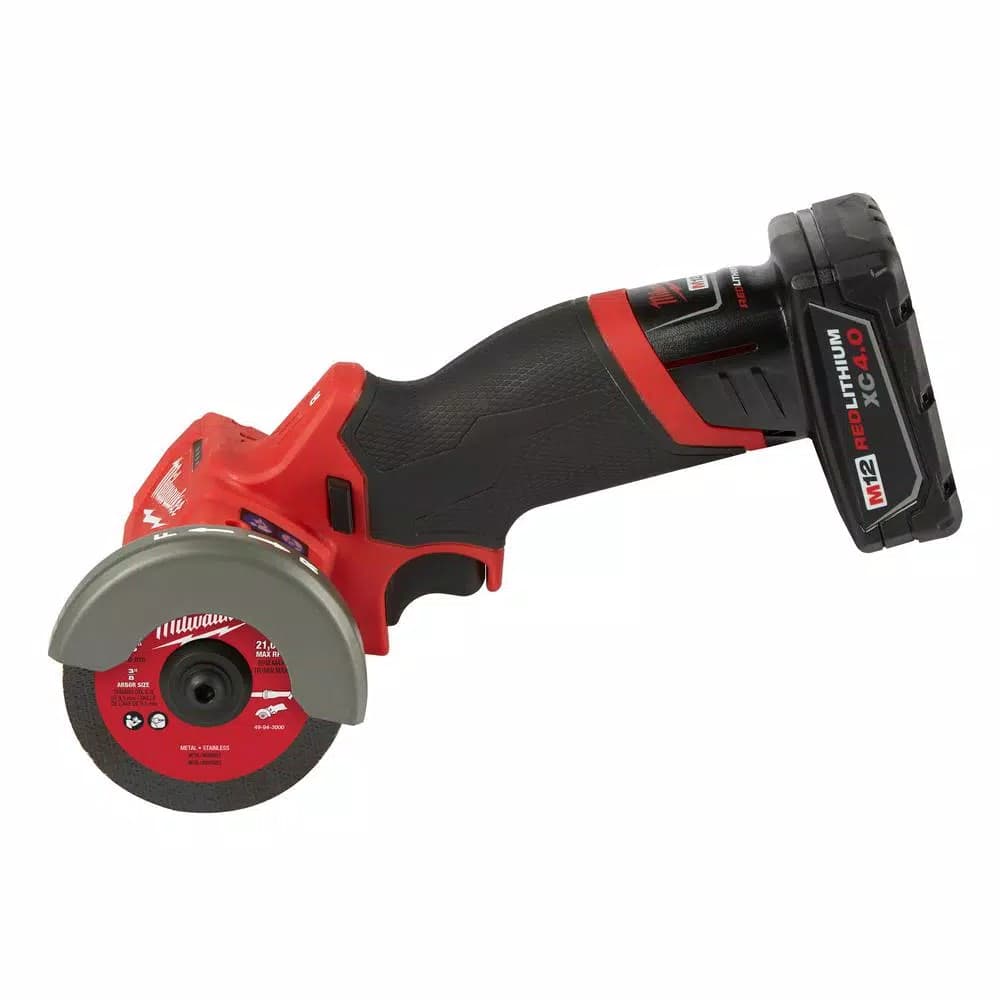 Milwaukee M12 FUEL 12V Brushless 3 in. Cordless Cut Off Saw Kit with 4.0 Ah Battery, Charger, and Bag