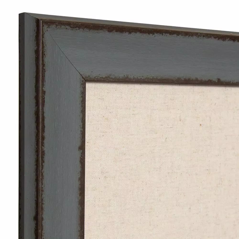 Kate and Laurel Kenwick Gray Framed Linen Fabric Pinboard Memo Board, Farmhouse Style