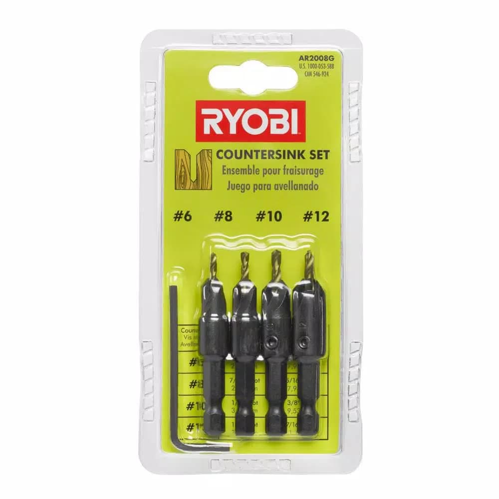 RYOBI SpeedLoad+ 5-Piece Power Groove Countersink Set with Titanium-Coated Bits